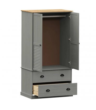 vidaXL Wardrobe VIGO Grey 90x55x170 cm Solid Wood Pine