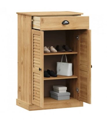 vidaXL Shoe Cabinet VIGO 60x35x96 cm Solid Wood Pine — Colour: brown