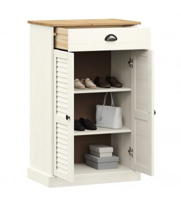 vidaXL Shoe Cabinet VIGO White 60x35x96 cm Solid Wood Pine