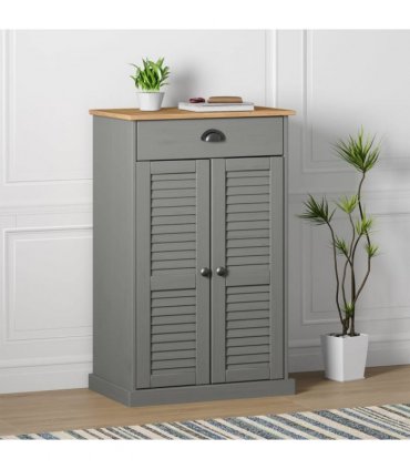 vidaXL Shoe Cabinet VIGO Grey 60x35x96 cm Solid Wood Pine