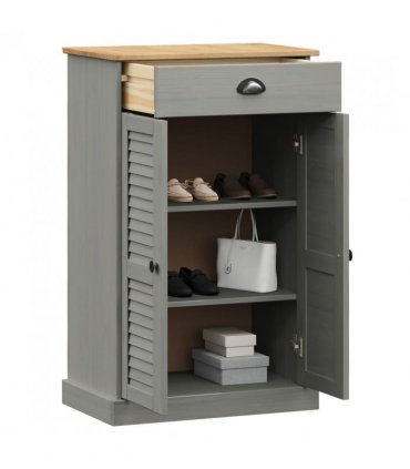 vidaXL Shoe Cabinet VIGO Grey 60x35x96 cm Solid Wood Pine