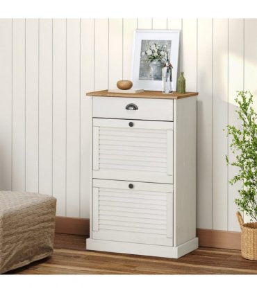 vidaXL Shoe Cabinet VIGO 60x35x96 cm White Solid Wood Pine