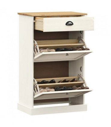 vidaXL Shoe Cabinet VIGO 60x35x96 cm White Solid Wood Pine