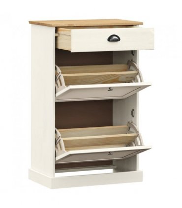 vidaXL Shoe Cabinet VIGO 60x35x96 cm White Solid Wood Pine