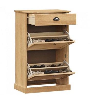 vidaXL Shoe Cabinet VIGO 60x35x96 cm Solid Wood Pine — Colour: brown — V0671963180
