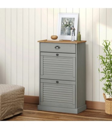vidaXL Shoe Cabinet VIGO 60x35x96 cm Grey Solid Wood Pine
