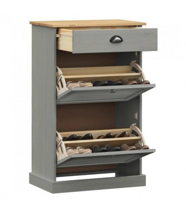 vidaXL Shoe Cabinet VIGO 60x35x96 cm Grey Solid Wood Pine