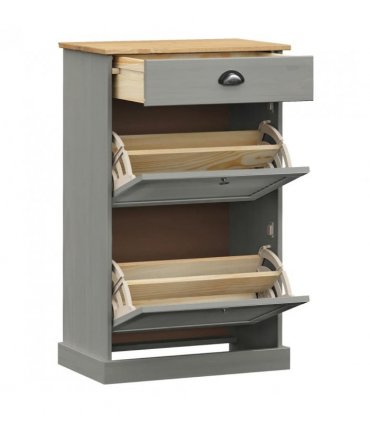 vidaXL Shoe Cabinet VIGO 60x35x96 cm Grey Solid Wood Pine