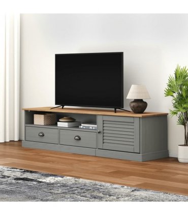 vidaXL TV Cabinet VIGO Grey 156x40x40 cm Solid Wood Pine