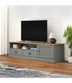 vidaXL TV Cabinet VIGO Grey 156x40x40 cm Solid Wood Pine