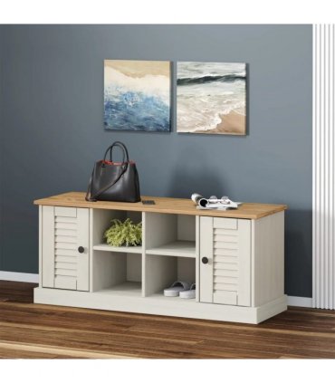 vidaXL Shoe Bench VIGO White 106x35x45 cm Solid Wood Pine