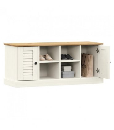 vidaXL Shoe Bench VIGO White 106x35x45 cm Solid Wood Pine