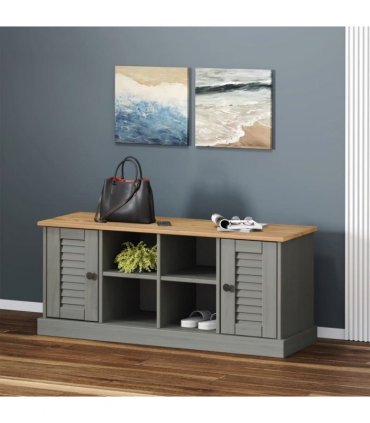 vidaXL Shoe Bench VIGO Grey 106x35x45 cm Solid Wood Pine