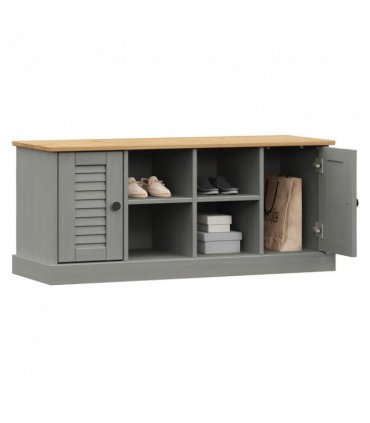 vidaXL Shoe Bench VIGO Grey 106x35x45 cm Solid Wood Pine