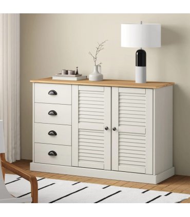 vidaXL Sideboard with Drawers VIGO 113x40x75 cm White Solid Wood Pine