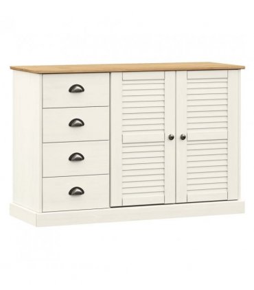 vidaXL Sideboard with Drawers VIGO 113x40x75 cm White Solid Wood Pine