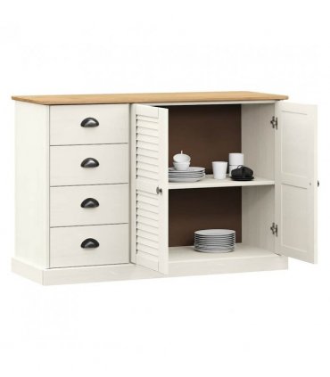 vidaXL Sideboard with Drawers VIGO 113x40x75 cm White Solid Wood Pine