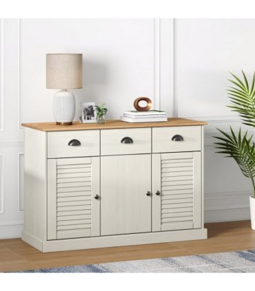 vidaXL Sideboard with Drawers VIGO 113x40x75 cm White Solid Wood Pine — V0671963201