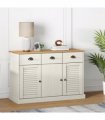 vidaXL Sideboard with Drawers VIGO 113x40x75 cm White Solid Wood Pine — V0671963201