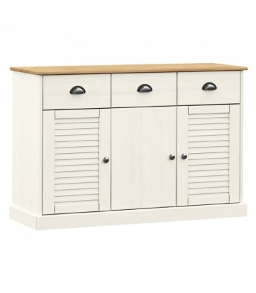 vidaXL Sideboard with Drawers VIGO 113x40x75 cm White Solid Wood Pine — V0671963201