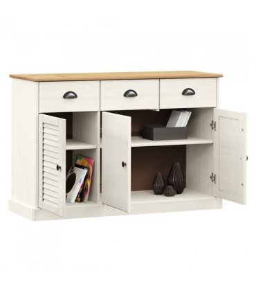 vidaXL Sideboard with Drawers VIGO 113x40x75 cm White Solid Wood Pine — V0671963201