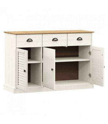 vidaXL Sideboard with Drawers VIGO 113x40x75 cm White Solid Wood Pine — V0671963201
