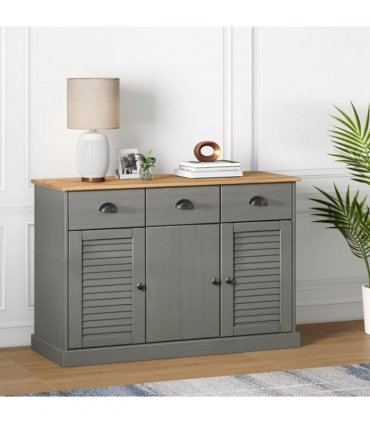 vidaXL Sideboard with Drawers VIGO 113x40x75 cm Grey Solid Wood Pine