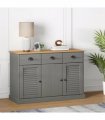 vidaXL Sideboard with Drawers VIGO 113x40x75 cm Grey Solid Wood Pine