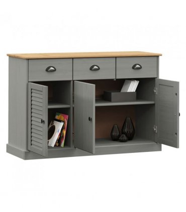 vidaXL Sideboard with Drawers VIGO 113x40x75 cm Grey Solid Wood Pine
