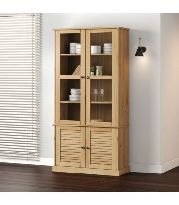 vidaXL Glass Display Cabinet VIGO 85x35x170 cm Solid Wood Pine — Colour: brown
