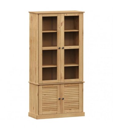 vidaXL Glass Display Cabinet VIGO 85x35x170 cm Solid Wood Pine — Colour: brown
