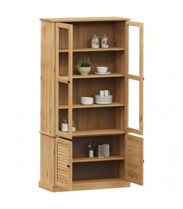 vidaXL Glass Display Cabinet VIGO 85x35x170 cm Solid Wood Pine — Colour: brown