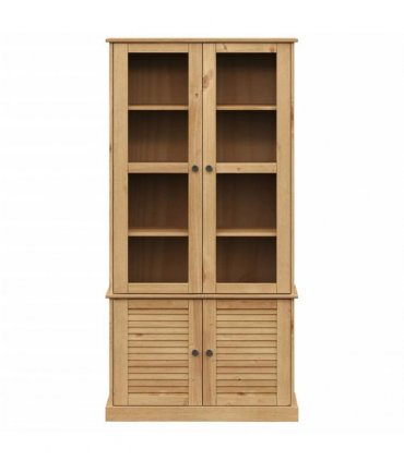vidaXL Glass Display Cabinet VIGO 85x35x170 cm Solid Wood Pine — Colour: brown