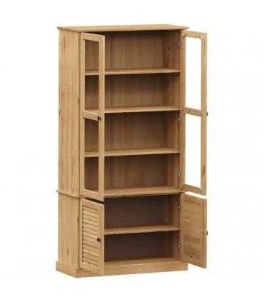 vidaXL Glass Display Cabinet VIGO 85x35x170 cm Solid Wood Pine — Colour: brown