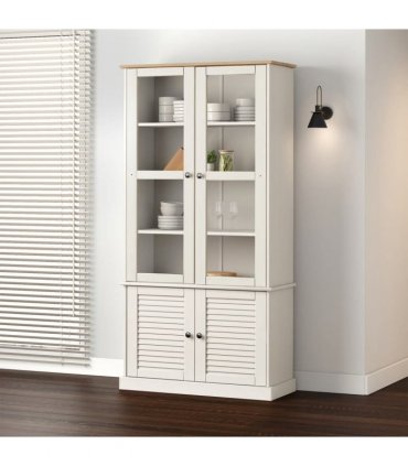 vidaXL Glass Display Cabinet VIGO White 85x35x170 cm Solid Wood Pine
