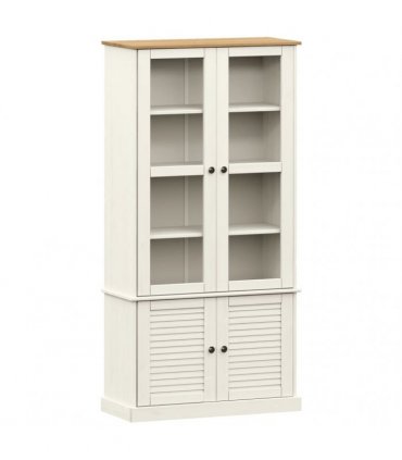 vidaXL Glass Display Cabinet VIGO White 85x35x170 cm Solid Wood Pine