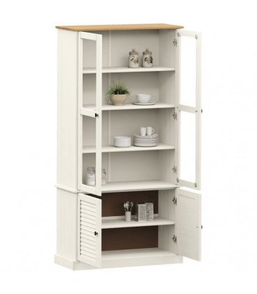 vidaXL Glass Display Cabinet VIGO White 85x35x170 cm Solid Wood Pine