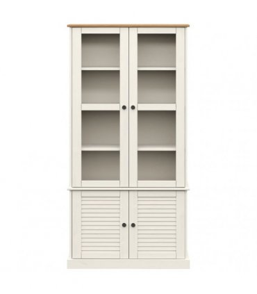 vidaXL Glass Display Cabinet VIGO White 85x35x170 cm Solid Wood Pine