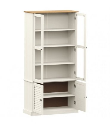 vidaXL Glass Display Cabinet VIGO White 85x35x170 cm Solid Wood Pine