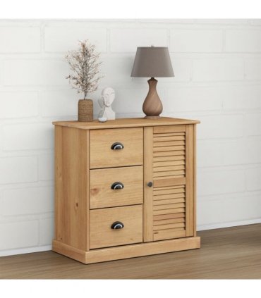 vidaXL Sideboard with Drawers VIGO 78x40x75 cm Solid Wood Pine — Colour: brown