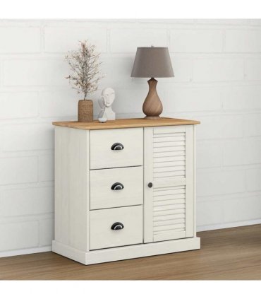 vidaXL Sideboard with Drawers VIGO 78x40x75 cm White Solid Wood Pine