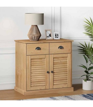 vidaXL Sideboard | Honey | Solid pine wood, engineered wood, metal | Compact — Colour: brown