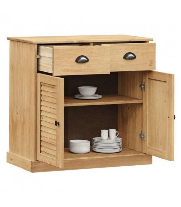 vidaXL Sideboard | Honey | Solid pine wood, engineered wood, metal | Compact — Colour: brown