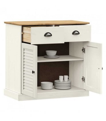 vidaXL Sideboard | White | Solid Pine Wood | Compact | Sideboard | Rectangular
