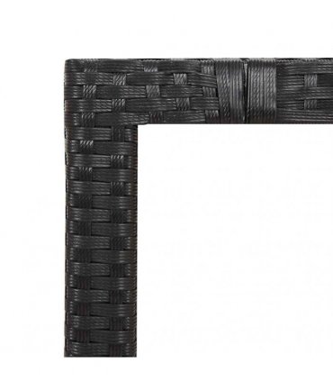 vidaXL Garden Table with Wooden Top Black Poly Rattan&Solid Wood Acacia — Size: 90 x 90 x 75 cm