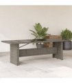 vidaXL Garden Table with Glass Top Grey 240x90x75 cm Poly Rattan — Size: 240 x 90 x 75 cm