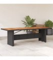 vidaXL Garden Table with Acacia Wood Top Black 240x90x75 cm Poly Rattan — Size: 240 x 90 x 75 cm