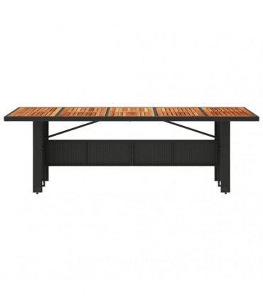 vidaXL Garden Table with Acacia Wood Top Black 240x90x75 cm Poly Rattan — Size: 240 x 90 x 75 cm