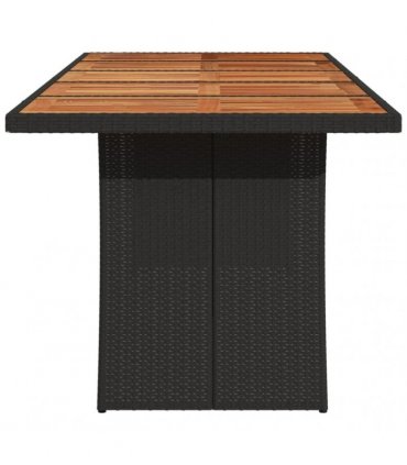 vidaXL Garden Table with Acacia Wood Top Black 240x90x75 cm Poly Rattan — Size: 240 x 90 x 75 cm