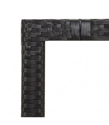 vidaXL Garden Table with Wooden Top Black Poly Rattan&Solid Wood Acacia — Size: 150 x 90 x 75 cm